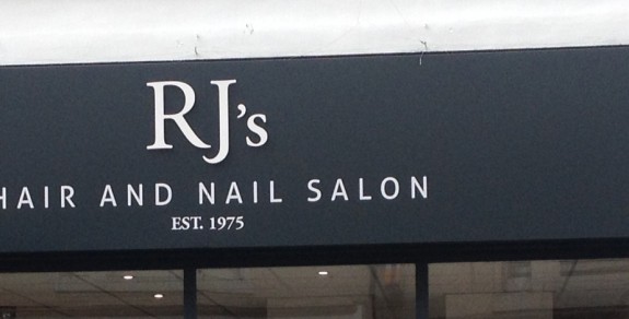 The shopfront of RJ's Hair and Nail Salon